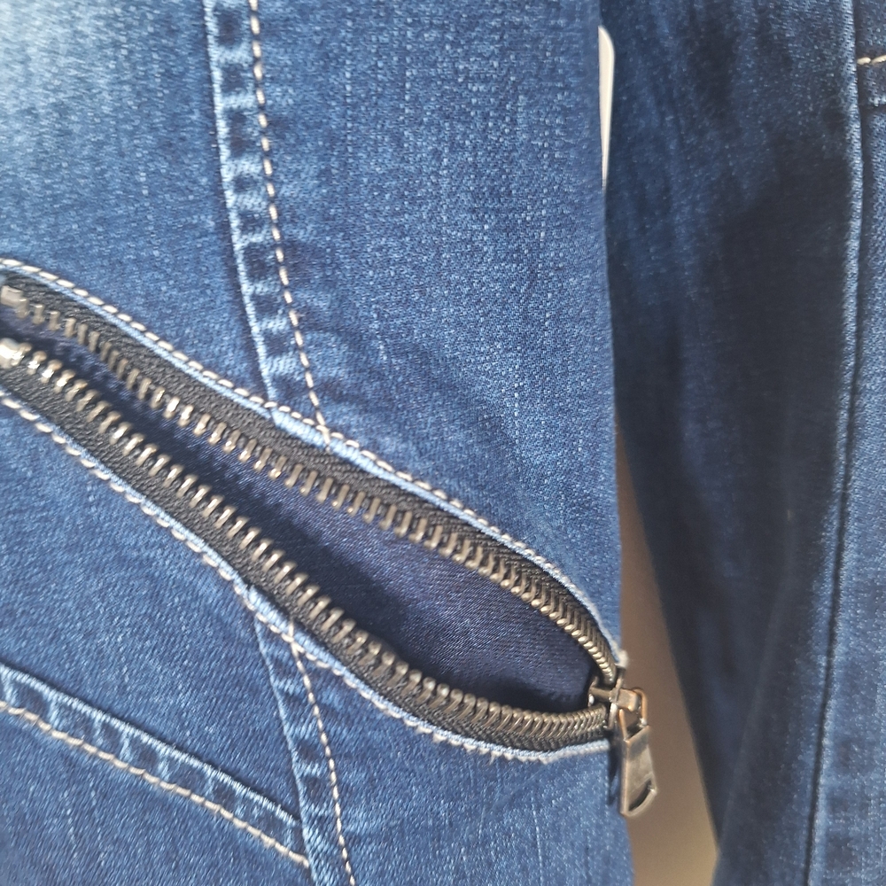 DownEast Dark Blue Jean Jacket with Gray Accents - Picture 2 of 5